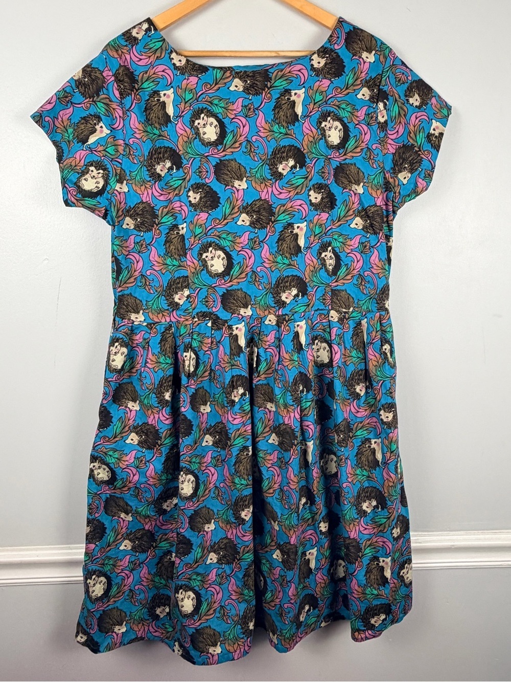 New RUN & Fly blue hedgehog dress with pockets size us 14 — missing belt - Picture 7 of 8